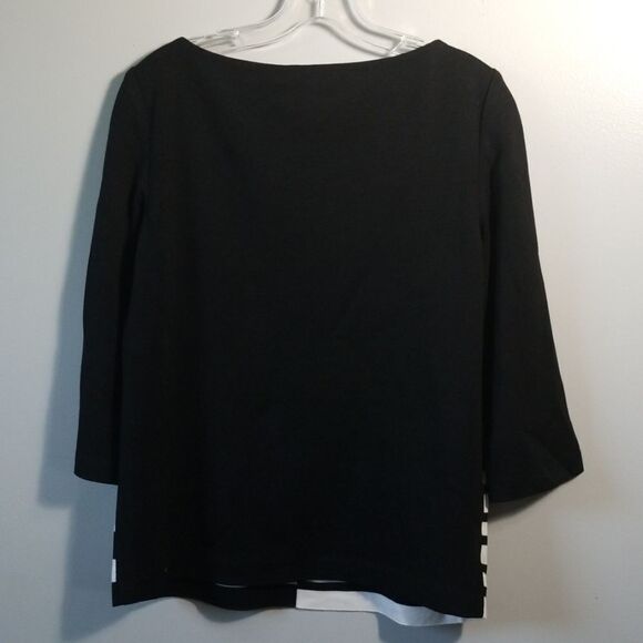 EUC St. John Black & White 3/4 Sleeve Shirt - Picture 3 of 6